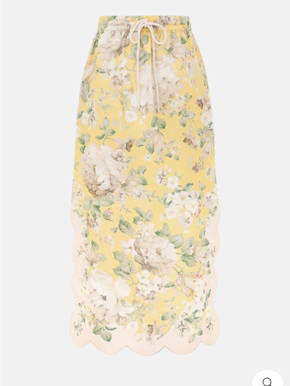 Zimmermann Acacia Scallop Midi Skirt in Yellow Floral Size 4 AU - US 12